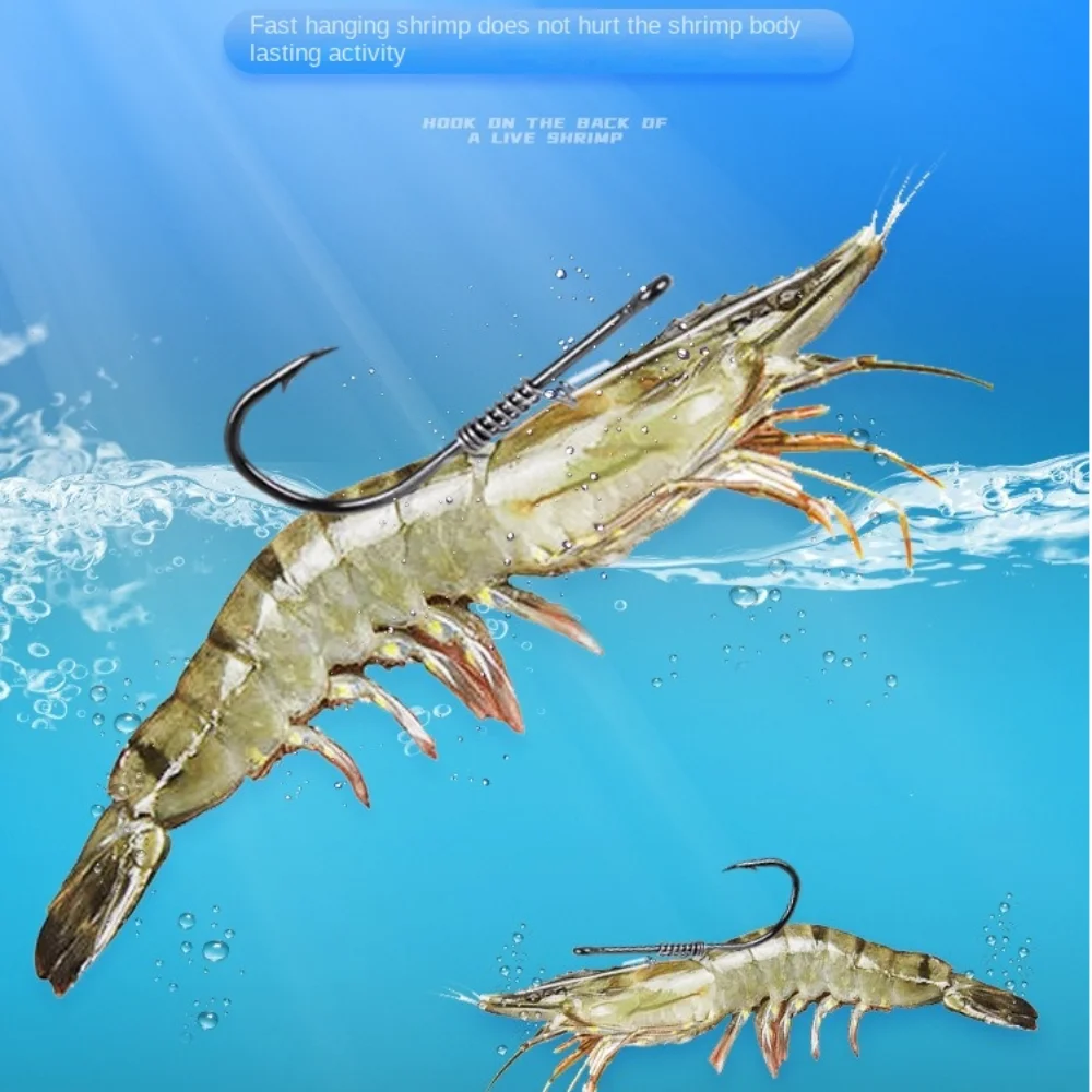 

10pcs New Pickerel Live Shrimp Bait Hooks Wide Gap Wacky Weedless Worm Hawksbill Single Hook Soft Worm Fishing Hook Sea Fishing