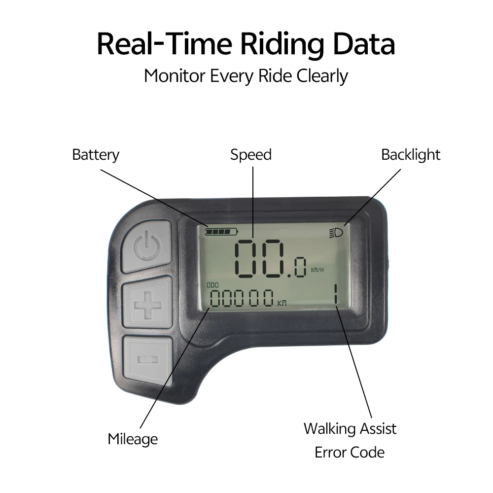 Pantalla LCD para Bicicleta Eléctrica, Accesorios de Pantalla Inteligente para Ebike, Conexión Impermeable de 5 Pines y 22,2 mm, Digital para ChamRider Ebike