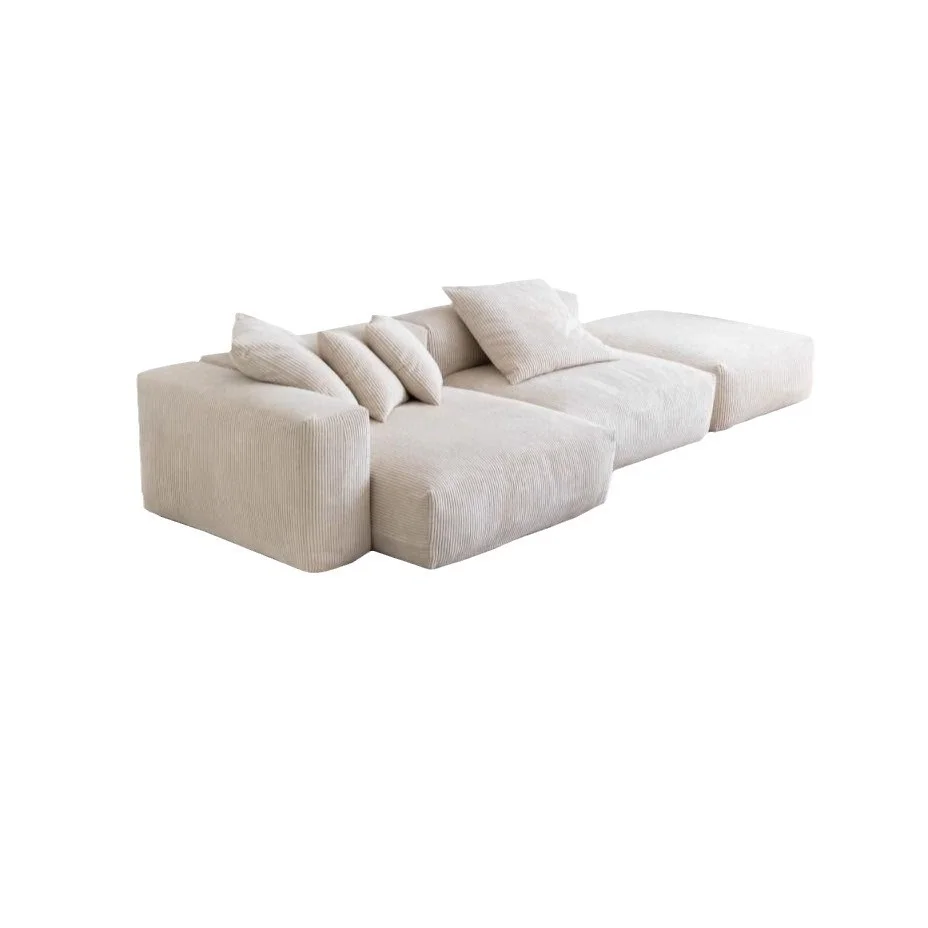 

Minimalist Corduroy Modular Sofa Combination Nordic Minimalist Tofu Block Italian White Fabric Sofa