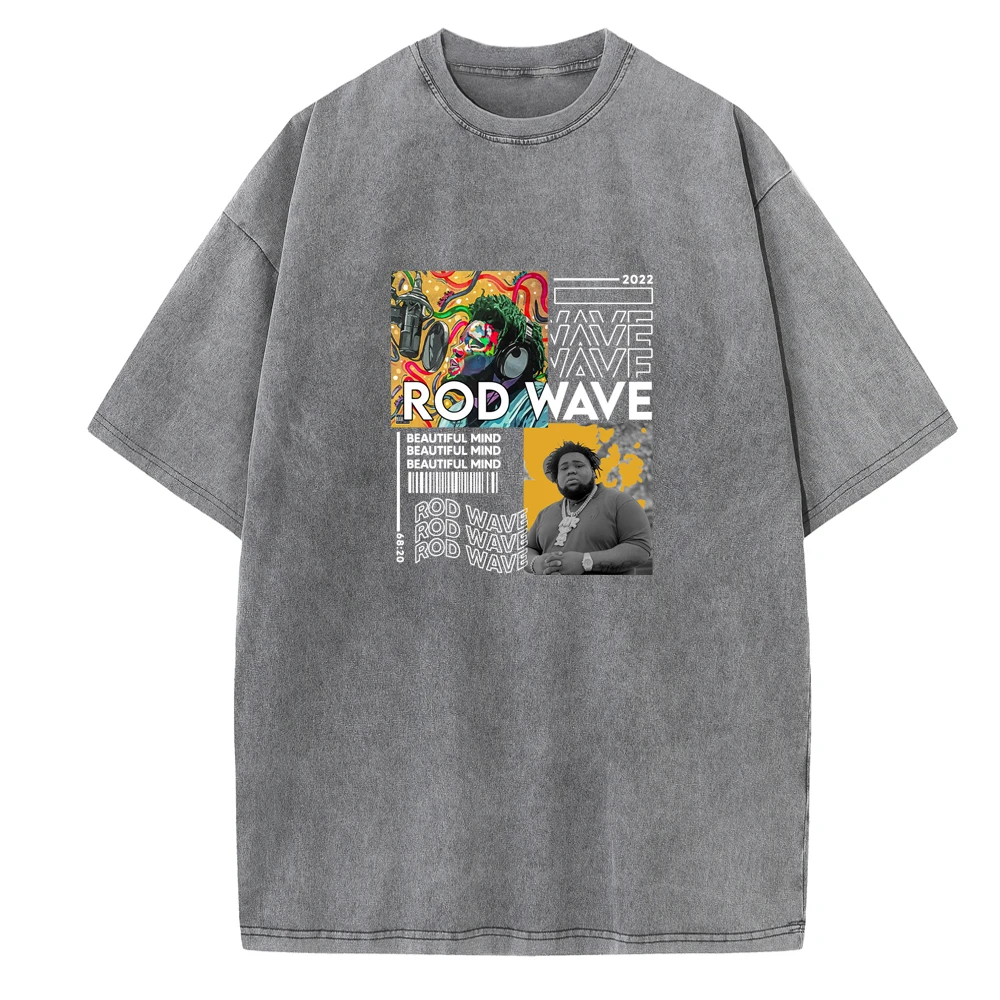 Rod Wave Beautiful Mind 2024 Vintage Unisex Short Sleeve Harajuku Printing Summer Cotton T-Shirts O-Neck Music Fans Gift Shirts