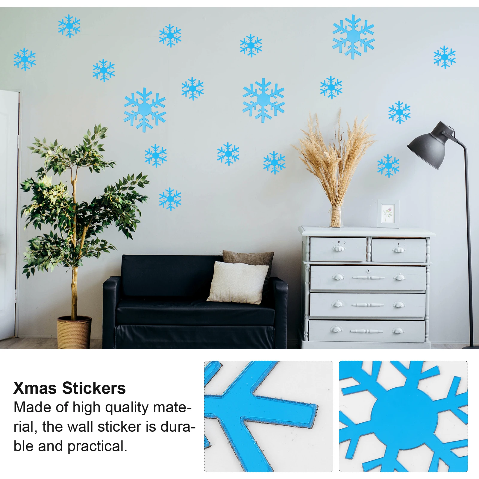 

Snowflake Ornaments Sticker Mirror Wall Stickers Christmas Decor for Blue Pvc Window Decals Glass Windows