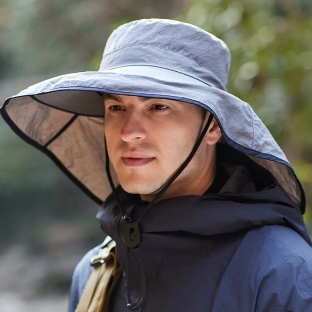 Fashion Solid Color Sunshade Shawl Cap Breathable Wide brim Neck Protection Hat Thin Polyester Neck Cover Hiking Cap Jogging
