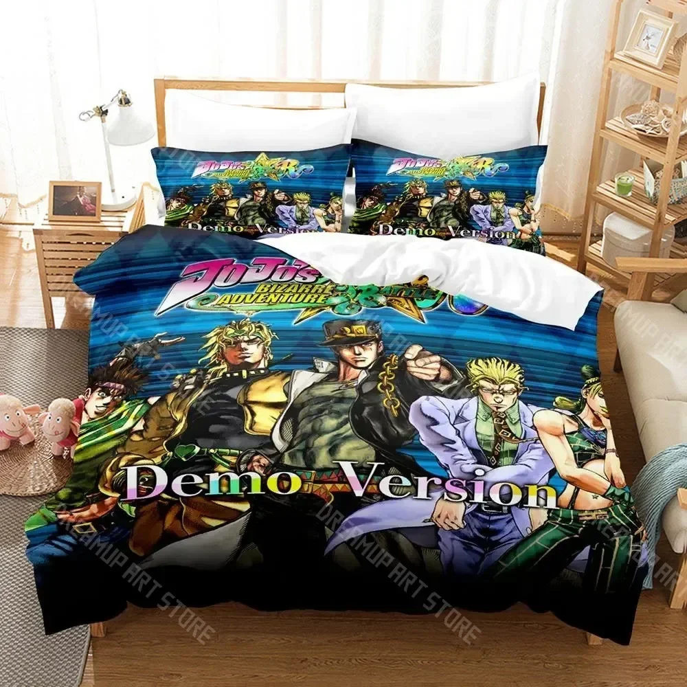 Exquisite 3D Print Jojo Bizarre Bedding Set Cartoon Anime Three-piece Set Adult Kid Bedroom Duvetcover Sets