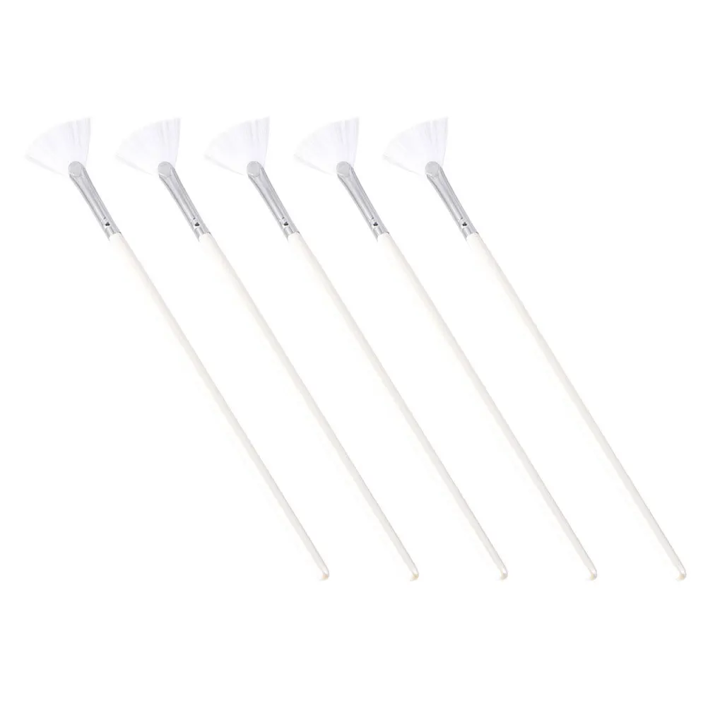 5 uds. Forma de abanico blanco de nailon para diseño ergonómico Facial se adapta a contornos, cepillos para máscara de ojos, cepillos de nailon para máscara, área para la nariz