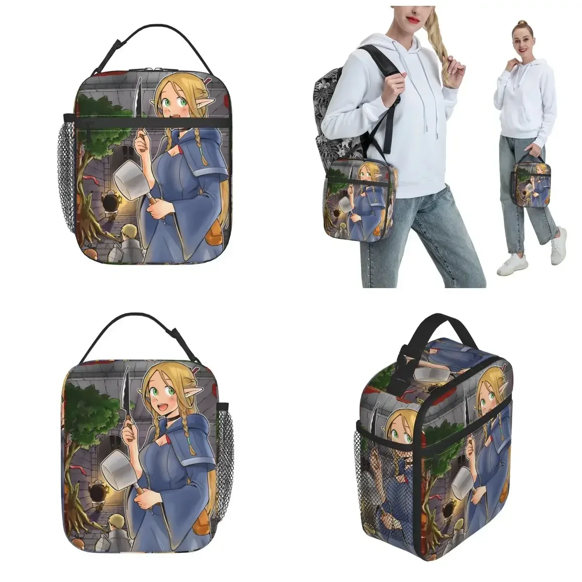 Dungeon Meshi Marcille Thermal Insulated Lunch Bags fDelicious in Dungeon Portable Food Bag Container Thermal Cooler Lunch Boxes