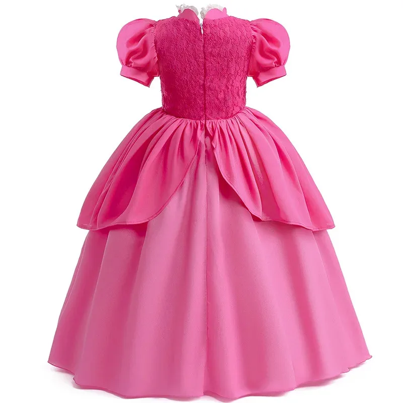 Girl Rosalina Peach Princess Dress For Kids Halloween Pink Disguise Daisy Cosplay Clothing Birthday Vestido Halloween Carnival