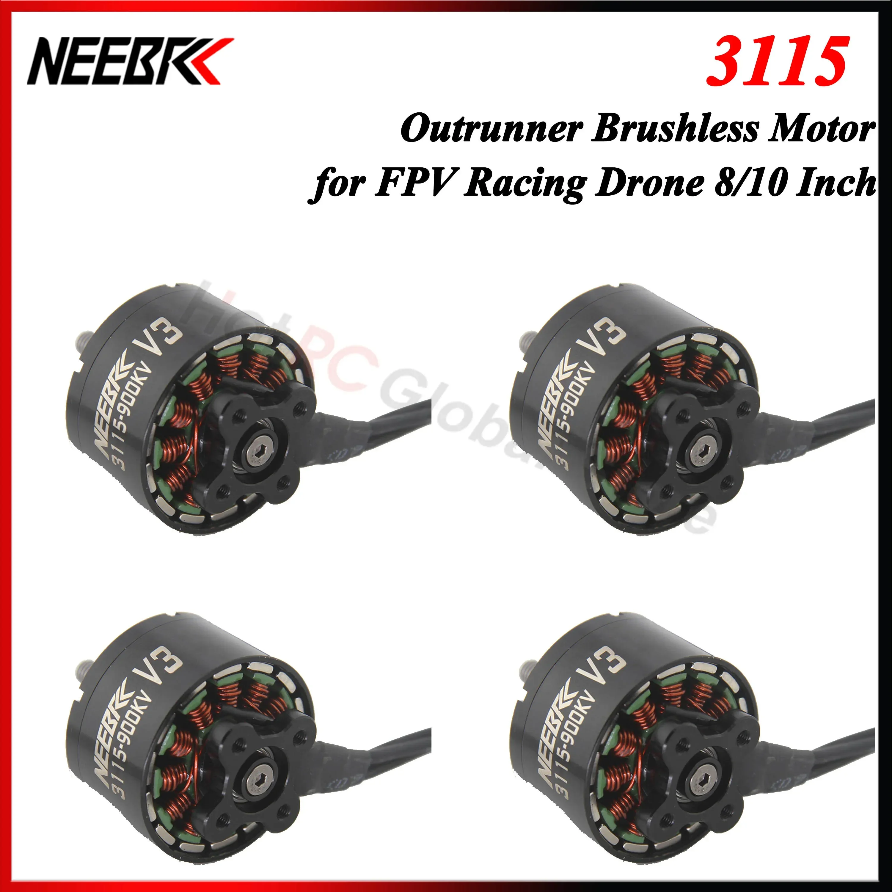 

1/2/4PCS NEEBRC 3115 900KV V3 3-6S Brushless Motor for FPV Racing Drone RC Plane Aircraft Long Range Freestyle Mark4 8/10 Inch