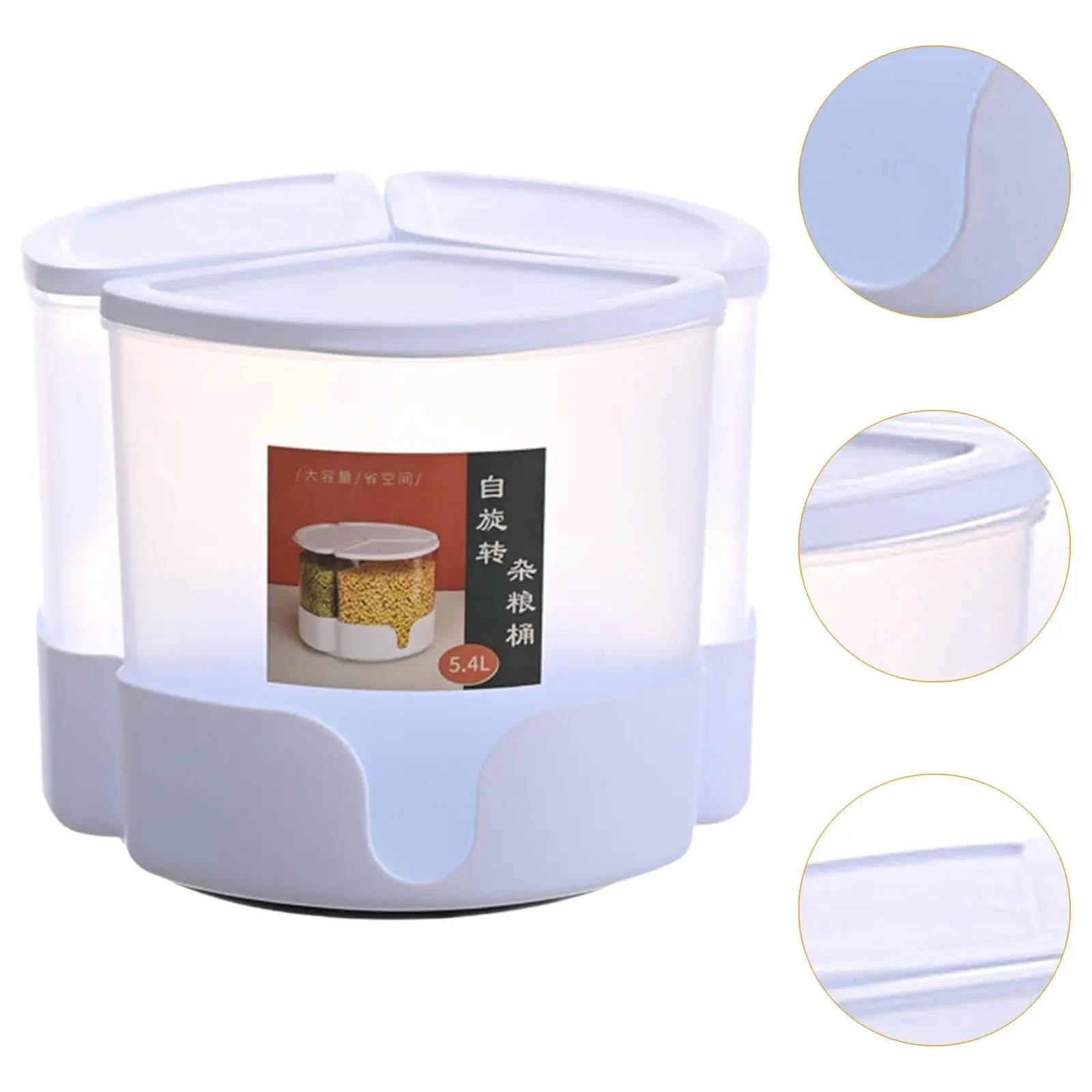 Rice Food Storage Canister Kitchen Storage Container Organization Rotatable Food Dispenser Food Grain Box Bin for Barley Rice