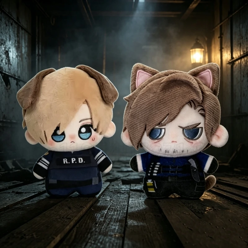 10cm Niedlicher Leon mit Ohren Plüsch-Anhänger Leon S. Kennedy Plüschfigur Spielzeug Resident Evil Peripherie-Schlüsselanhänger Puppen Geschenk