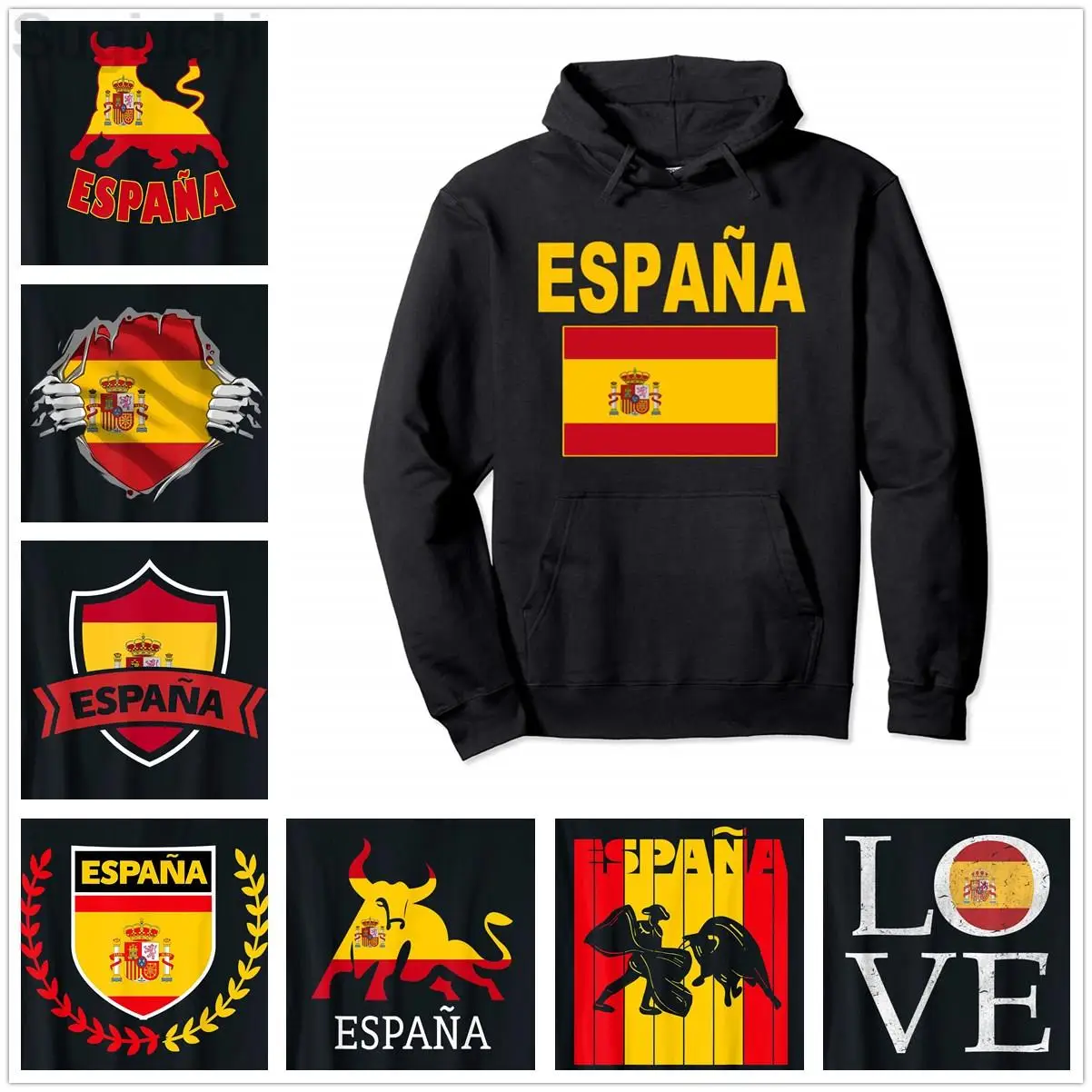 

Cotton Spain Flag Pullover Hoodie Cool Spanish Espana Flags Men Women Hoodies Fashion Sweatshirt