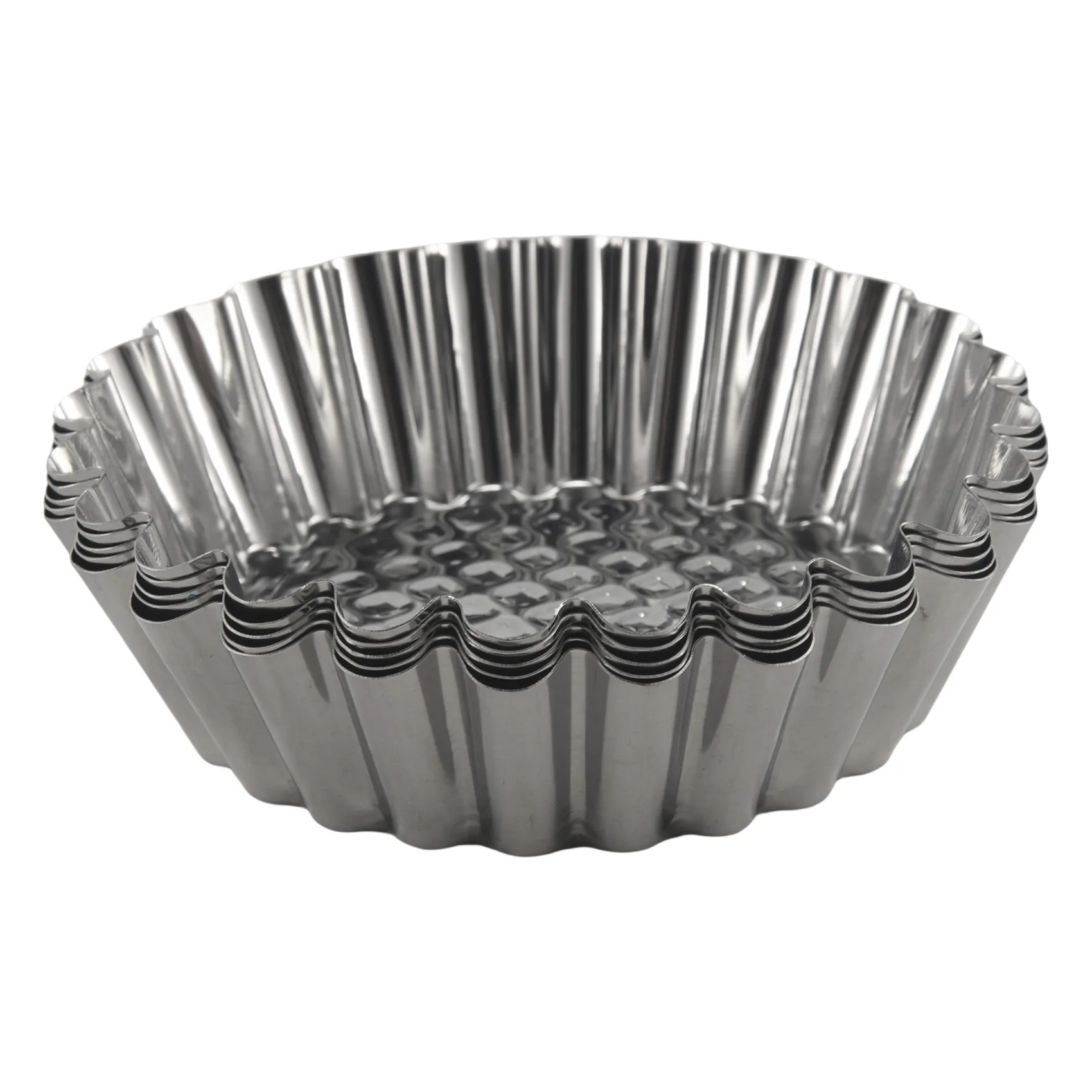 N10R-25Pcs الفولاذ المقاوم للصدأ البيض لاذع قالب شكل دائري مخدد تصميم كب كيك قوالب الخبز قابلة لإعادة الاستخدام المعادن الكعك أكواب الخبز