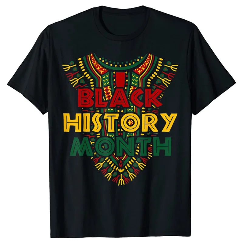 Black History Month African American Flag Juneteenth Dashiki T-Shirt Dashiki Style Women Men Clothing Novelty Graphic Tee Tops