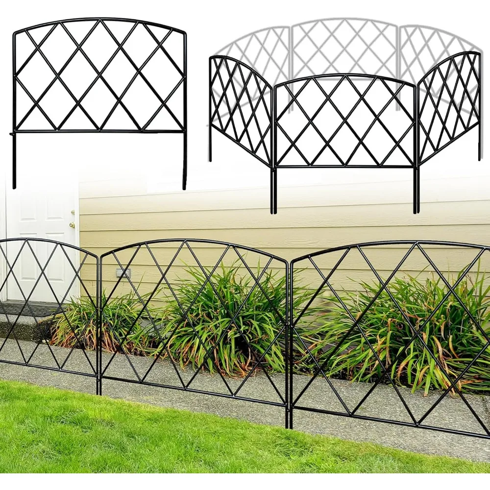 

Decorative Garden Fence 24 in H x 24 in W (5 Panels, Total Length 10 ft) Rustproof Metal No Dig Fencing Animal Barrier Fence, Ou
