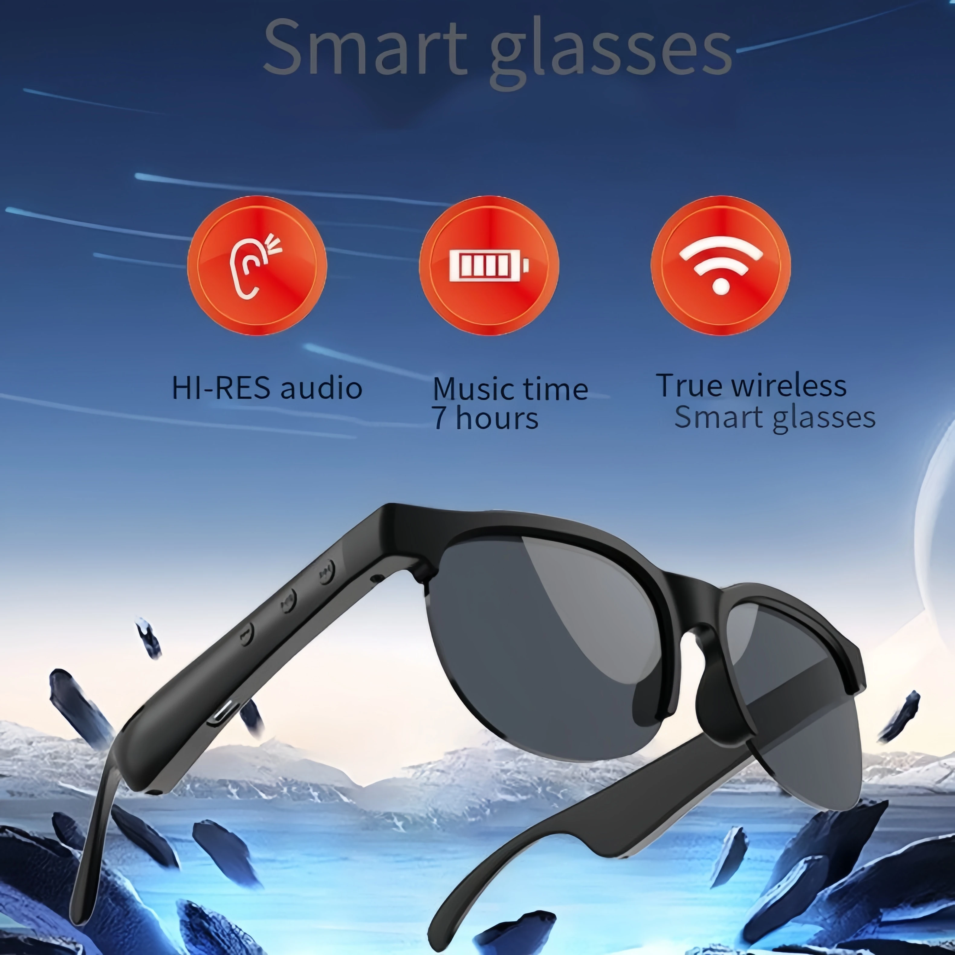 

AI Бинауральные умные Bluetooth-очки Спортивная Bluetooth-гарнитура Длительный срок службы Умные очки Беспроводные Bluetooth-очки Деловая езда S