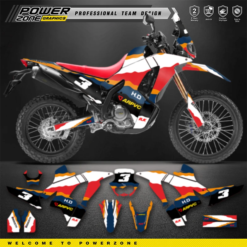 PowerZone Custom Team Graphics Backgrounds Decals Stickers Kit For Honda CRF250 300 RALLY 2021 CRF250 001