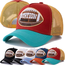 Hot Sale Unisex Football Pattern Mesh Trucker Hat Summer Breathable Baseabll Cap Embroidered Snapback Cap for Men And Women