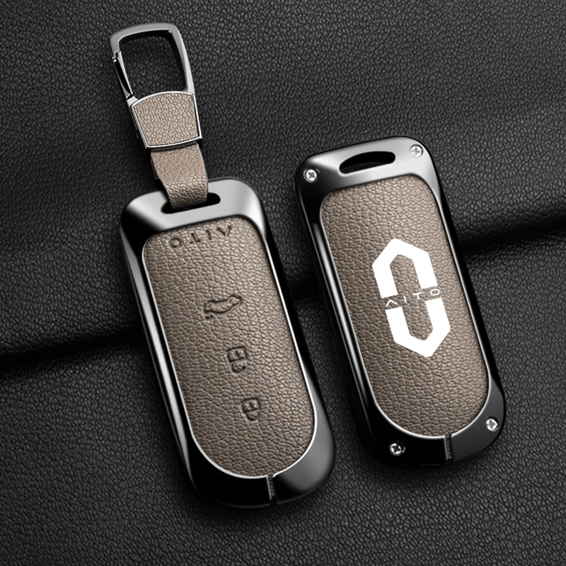 High Quality Zinc Alloy Leather Car Remote Key Case Cover For Aito M5 M7 M9 Auto Protector Holder Shell Keychain Accessories