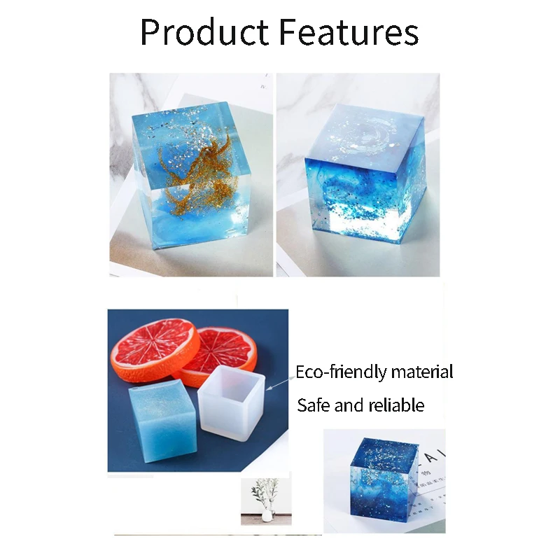 1PC Crystal Drop Glue Non Polishing DIY Jewelry Cube Ornament Plant Dried Flower Insect Specimen Silicone Mold