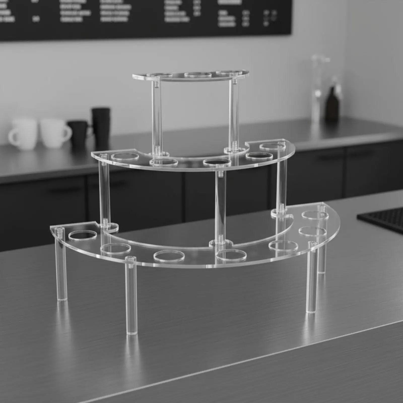 

3 Tier Ice Cream Cone Holder Easy to Assemble Semi Circle Cone Rack Acrylic Dessert Display Stand Sturdy & Stable for Wedding