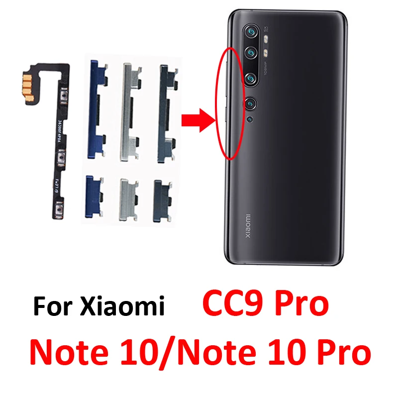 New For Xiaomi Note 10 Pro Phone Power Volume Button Internal Flex Cable Part For MI CC9 Pro On Off Up Down Key