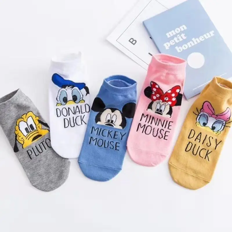 New Disney Anime Mickey Mouse Women Socks Kawaii Minnie Pooh Daisy Donald Cartoon Cute Cotton Socks Breathable Sport