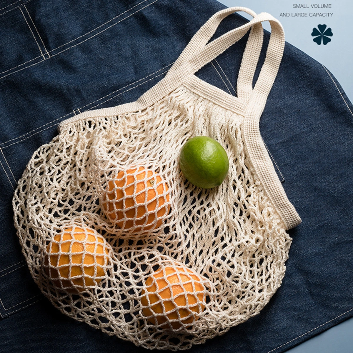 Portable Reusable Grocery Bags for Fruit Vegetable Bag Cotton Mesh String Organizer Handbag Short Handle Net Shopping Bags Tote