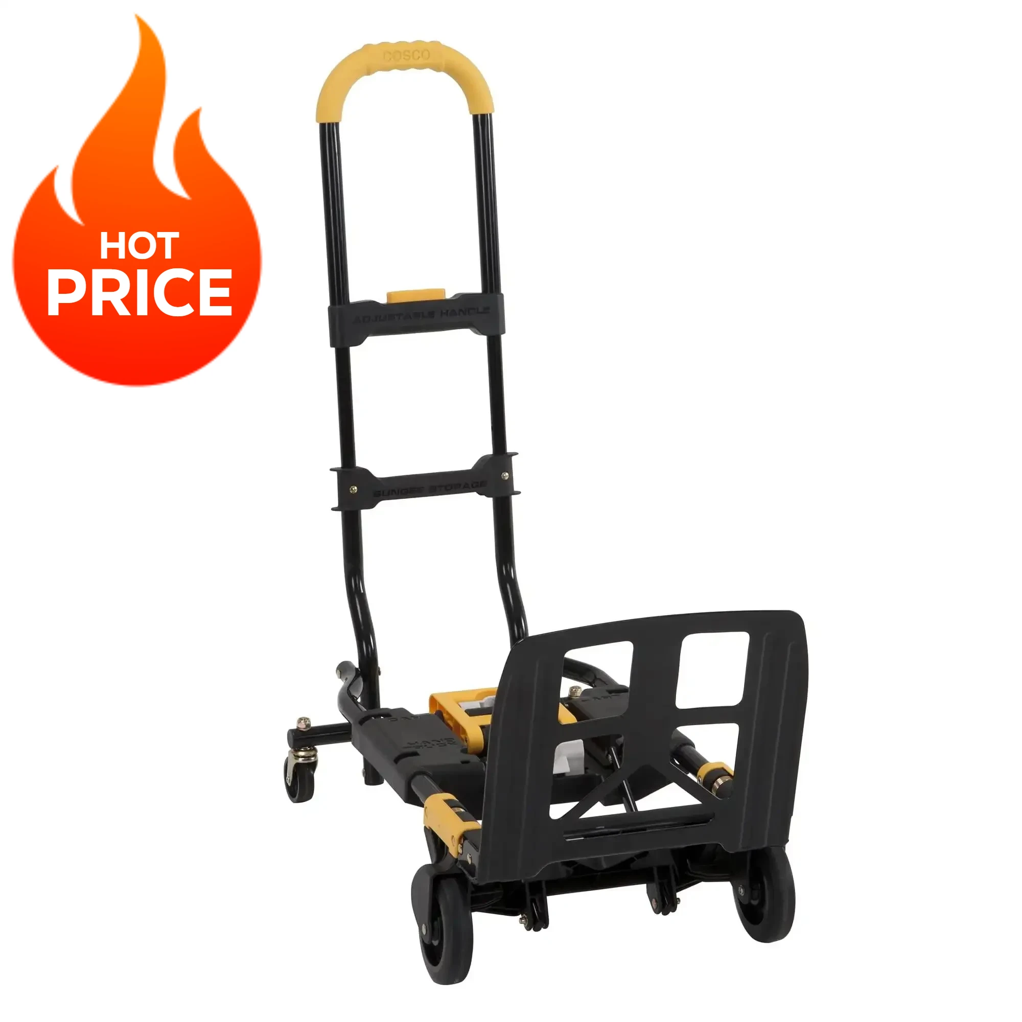 

Folding 2-in-1 Hand Truck, 300 lb. Capacity, Multi-Position with Extendable Handle (1 pack, yellow and black)
