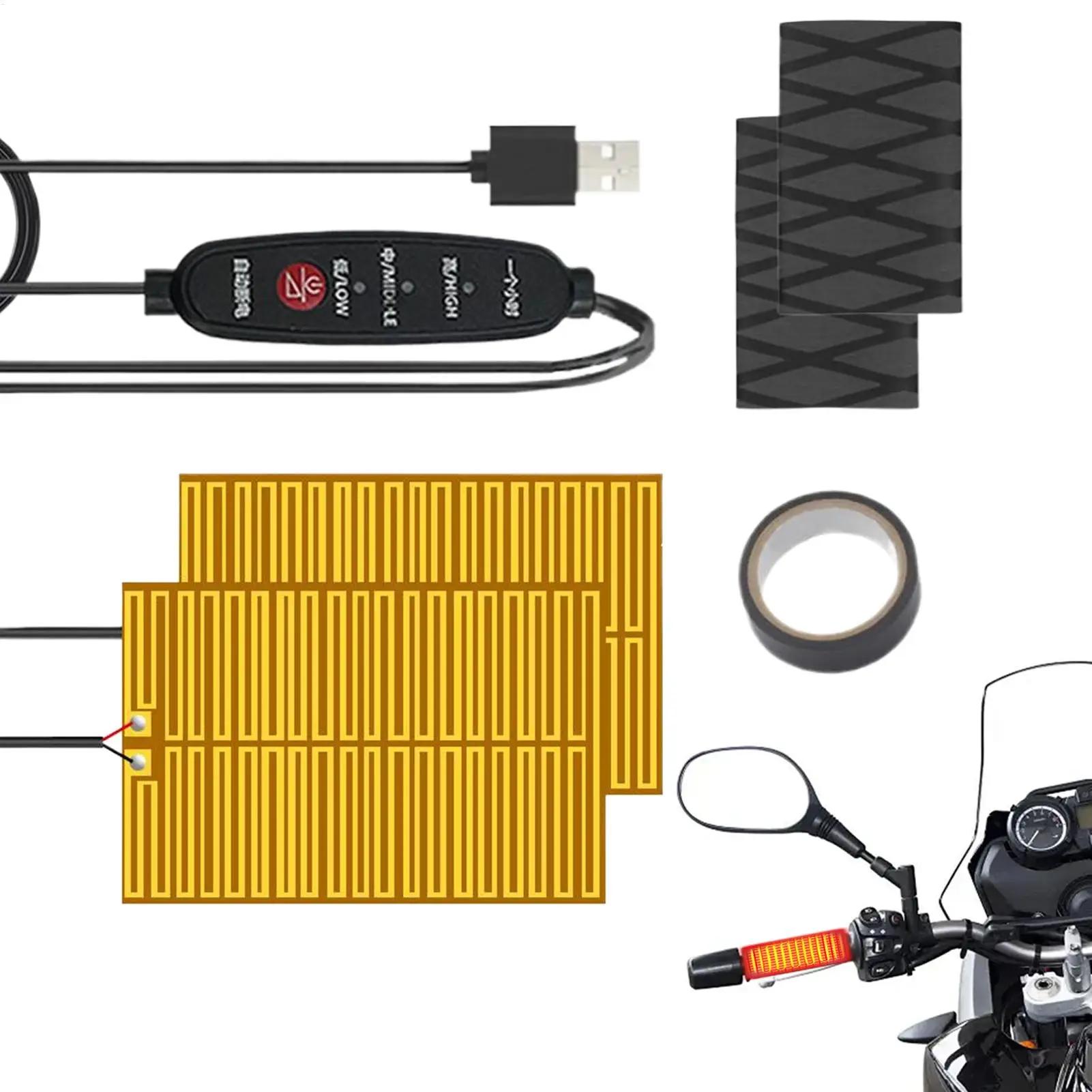 

Motorcycle Heated Grips Heated Non-Slip Warmer Warm Vehicle Heating Grips Pad For Winter Outdoor Riding Biking Touring Highway