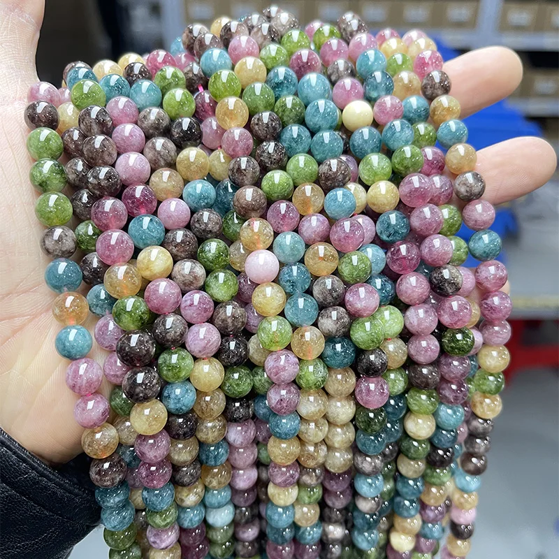 Dyed Color Quality Tourmaline Chalcedony Bead Round Loose Spacer 4 6 8 10mm For Jewelry Making Diy Necklace Bracelet Accessory