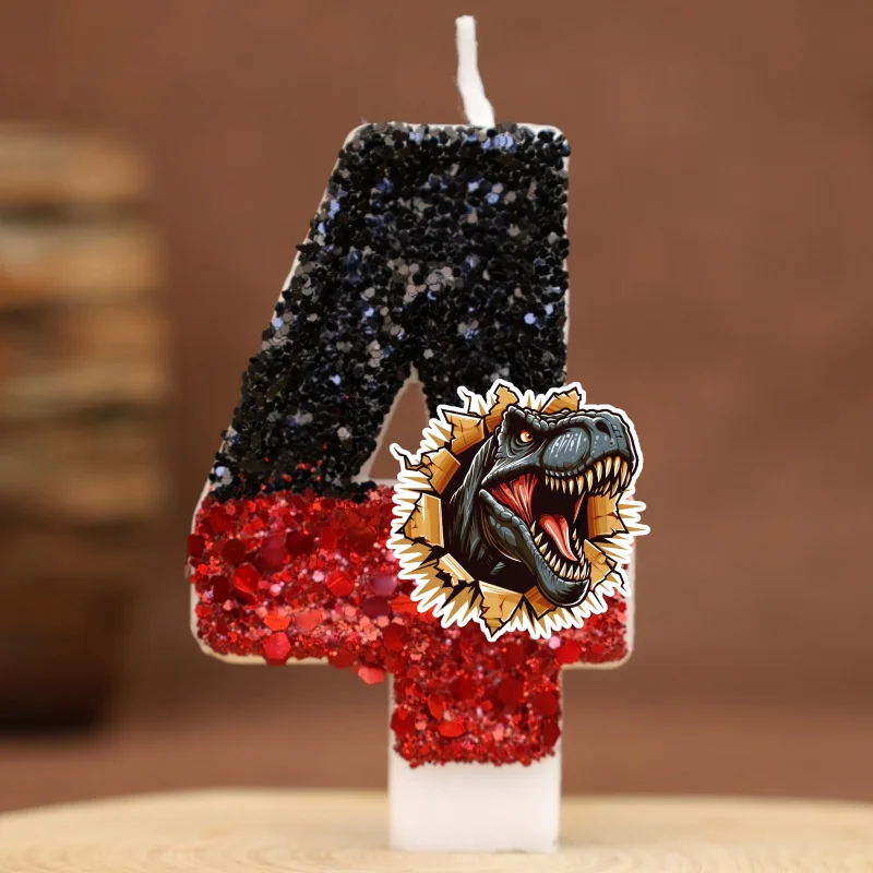 Jurassic Dinosaur T-Rex Digital Candle Number 0-9 Kid Birthday Cake Decoration Supplies Cartoon Anime Party Accessories Supplies