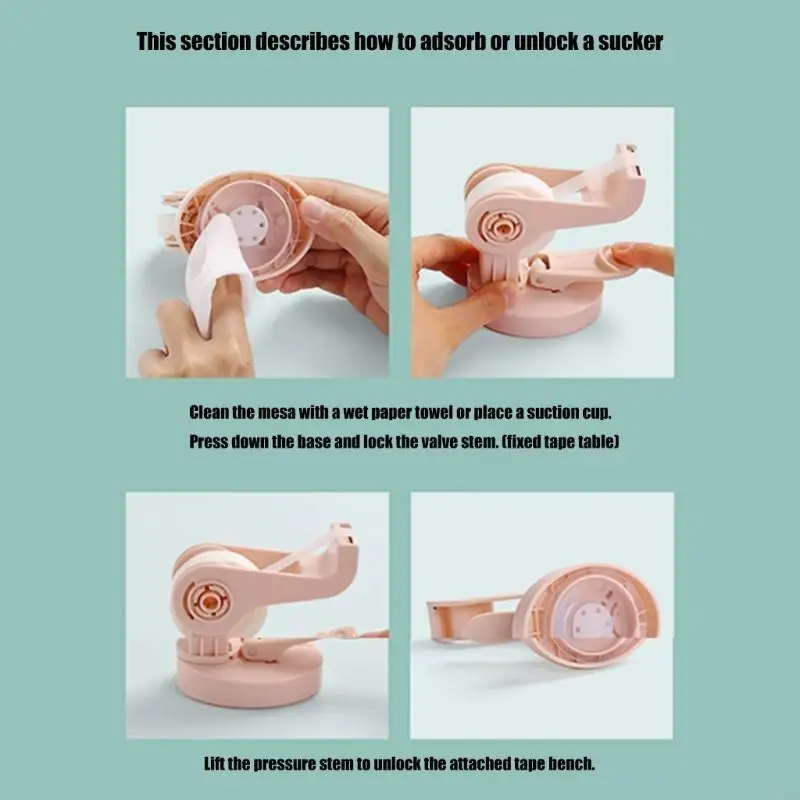 Suction Cup Tape Dispenser Adjustable Rotating Desk Tape Cutter for Scrapbooking 