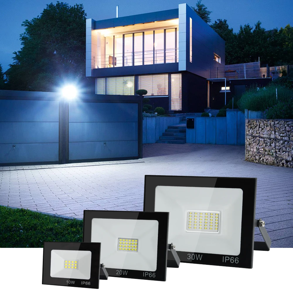 

LED Flood Light Spotlight AC220V 100W 50W IP66 Waterproof LED Black Shell Garden Street Gate Wall Floodlights