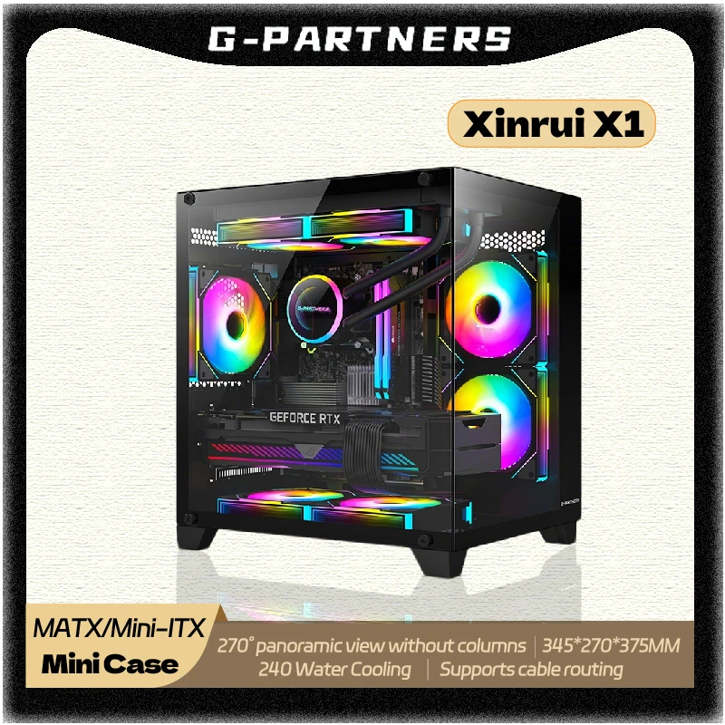 

G-PARTNERS Xinrui X1 PC Case M-ATX Mini-ITX no A-pillar panoramic sea view room 240 water-cooled Mini Panoramic computer case