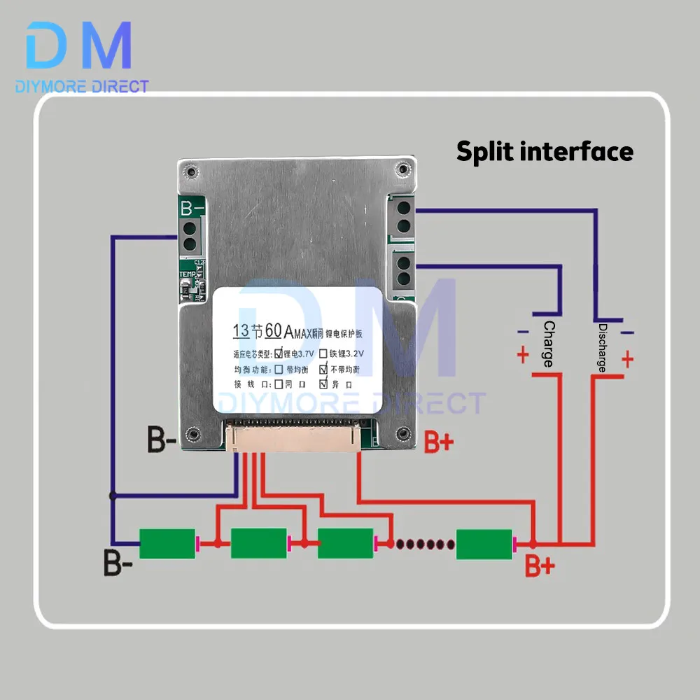 Battery BMS Board Module Li-Ion Battery Pack for Protection Board BMS 13S 48V 60A Electric Car Battery Protection Board