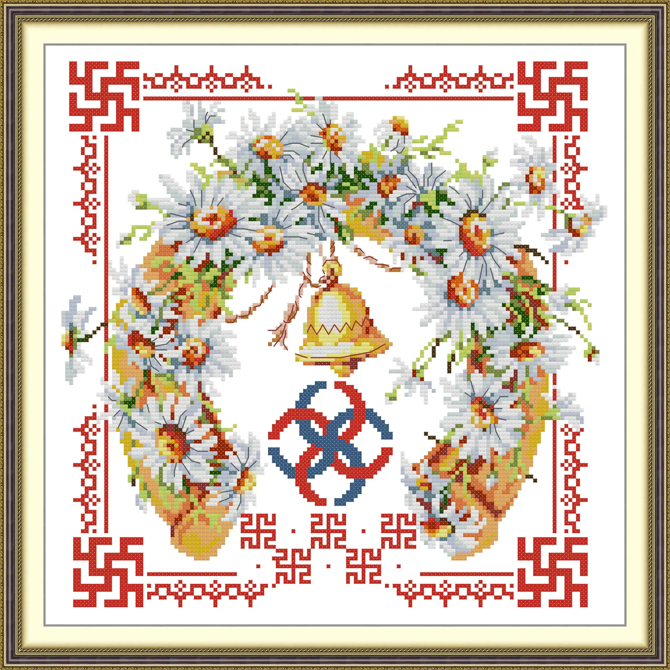 

Joy Sunday Pre-printed Cross Stitch Kit Easy Pattern Aida Stamped Fabric Embroidery Set-Double Happiness Series-Love and Loyalty