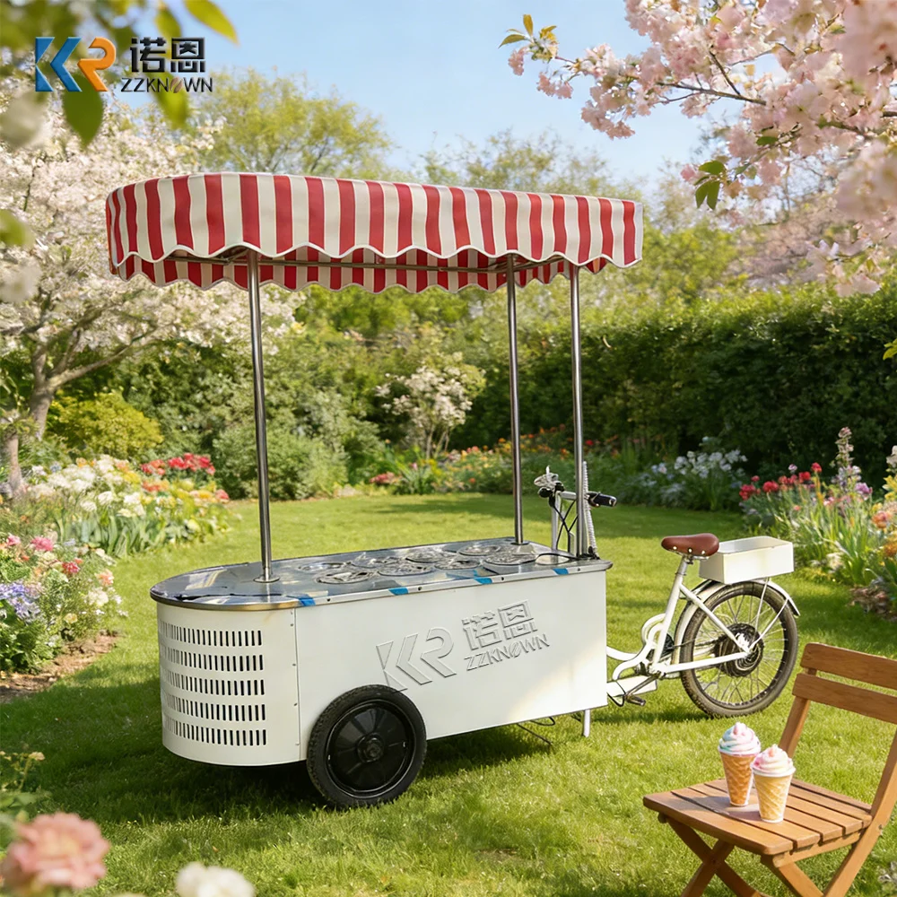 Luxury Ice Cream Cart High Quality Snack Kiosk Beverage Dessert Street Festival Snack Push Cart For Outdoor Event