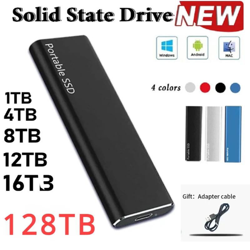 2TB External Hard Drive 1TB Solid State Drive USB3.1 Type-C Interface  Storage High Speed  Hard Disk for Laptop/Mac