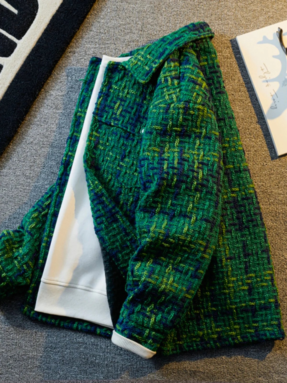 

Casual Men's Quilted Plaid Jaet Spring Autumn Faion Design Loose Fit Classic Sle Warmth Youthful Polyester