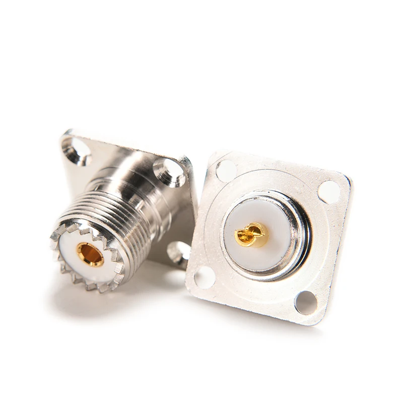 1/2/5Pcs UHF SO-239 Female 4-holes Flange Panel Chassis Bulkhead Socket Mount Adapter SO239 UHF Female 4hole Flange Connector