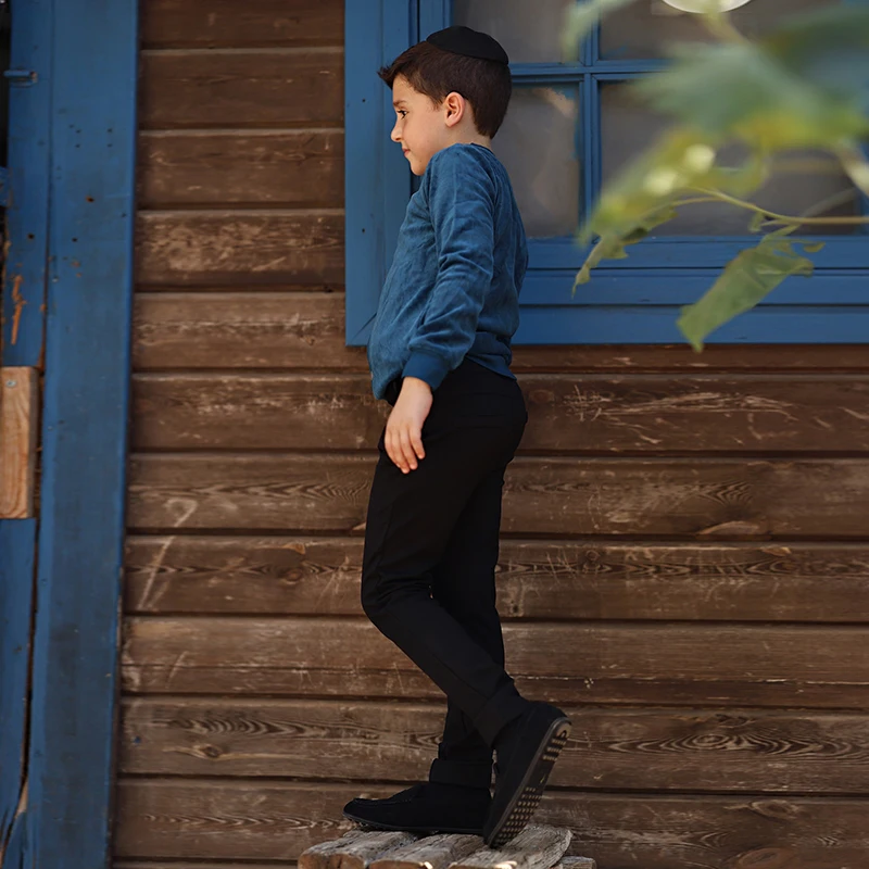 Children's Black/Navy Fit Stretch Skinny Trousers Casual Stretchy Pants for Boys/Girls Weekday/Shabbos