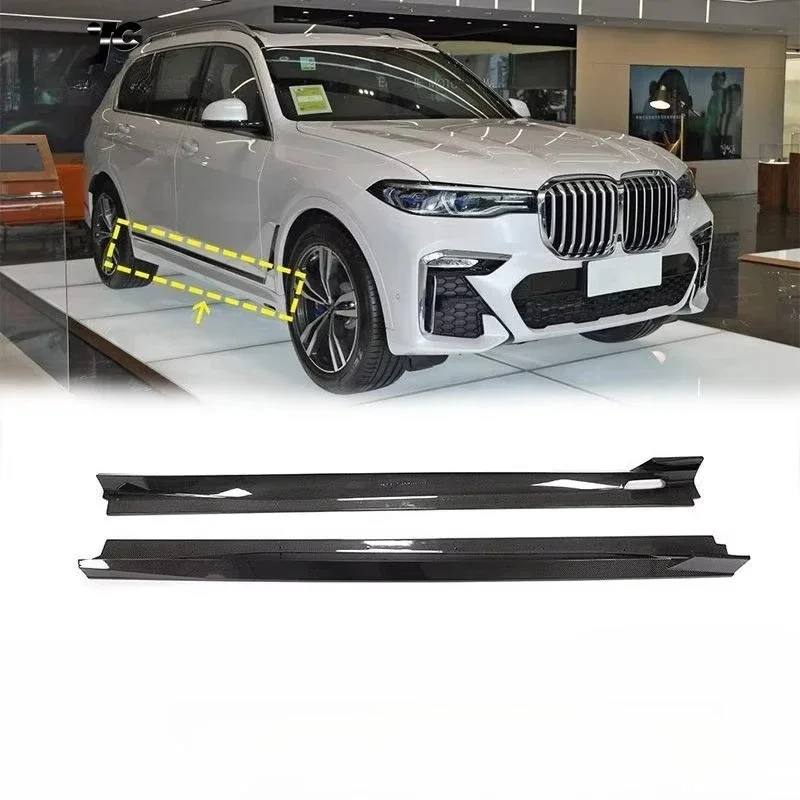19-21 Hot Selling Car Carbon Fiber Side Skirt Suitable For x7 G07 Black Knight model three segment Extended Side Skirt