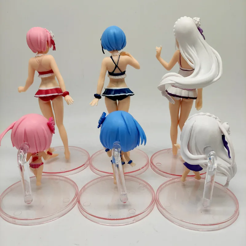 Re:Life In A Different World From Zero Rem Ram Anime Doll Action Figure Model Toy Kids Gift 7-13cm 6pcs/set Set Juguetes