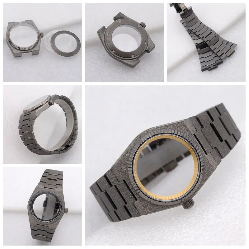 Watch Case Gun Super Player PRX Grit Nail Sand Effect  With Sapphire Glass 100M Waterproof Fit NH34 4R35 4R36 NH35 NH36 Men Gift