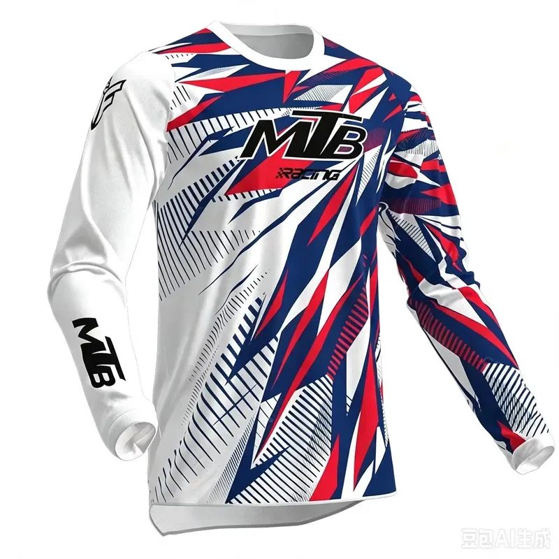 3D Long Sleeve 2026 Men MTB Jersey Crew Neck Quick Dry Breathable Abstract Print Motocross Downhill Cycling Shirt Family view 2