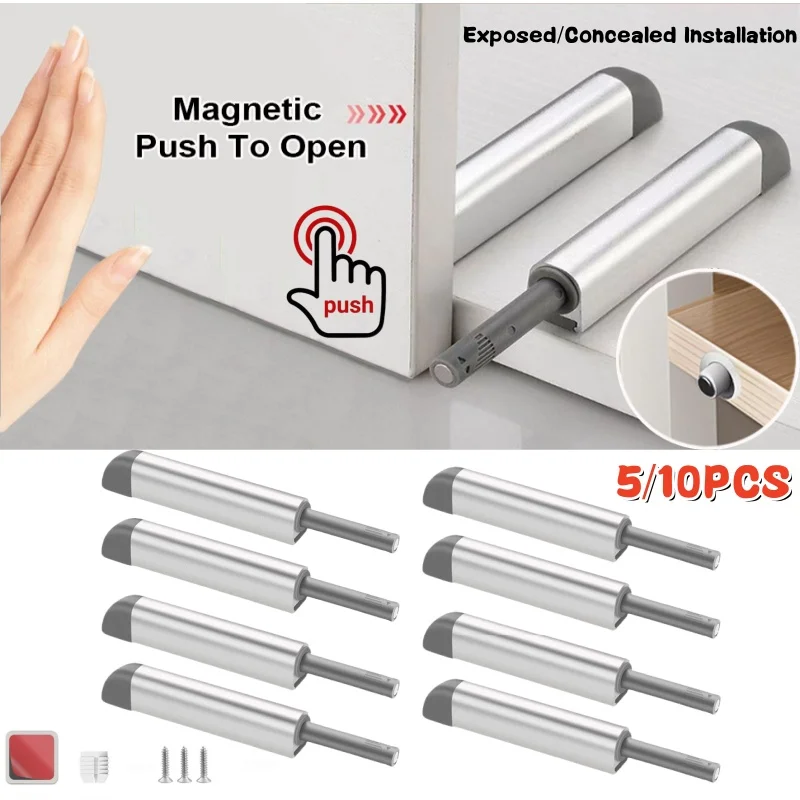 5/10Pack Push To Open Damper Buffer Magnetic Cabinet Door Latches Soft Quiet Closer Rebounder Cupboard Catch Drawer Door Stopper