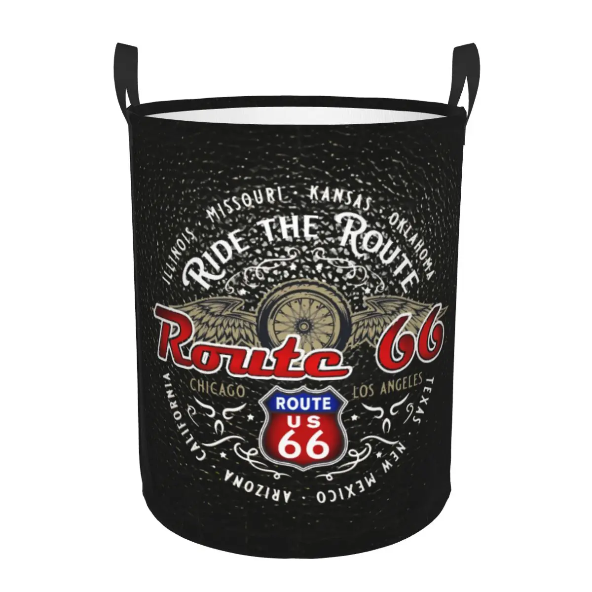 Custom Ride The Route 66 Laundry Hamper Large Storage Basket Biker Motorcycle Cruise America's Highway Girls Boys Toy Organizer