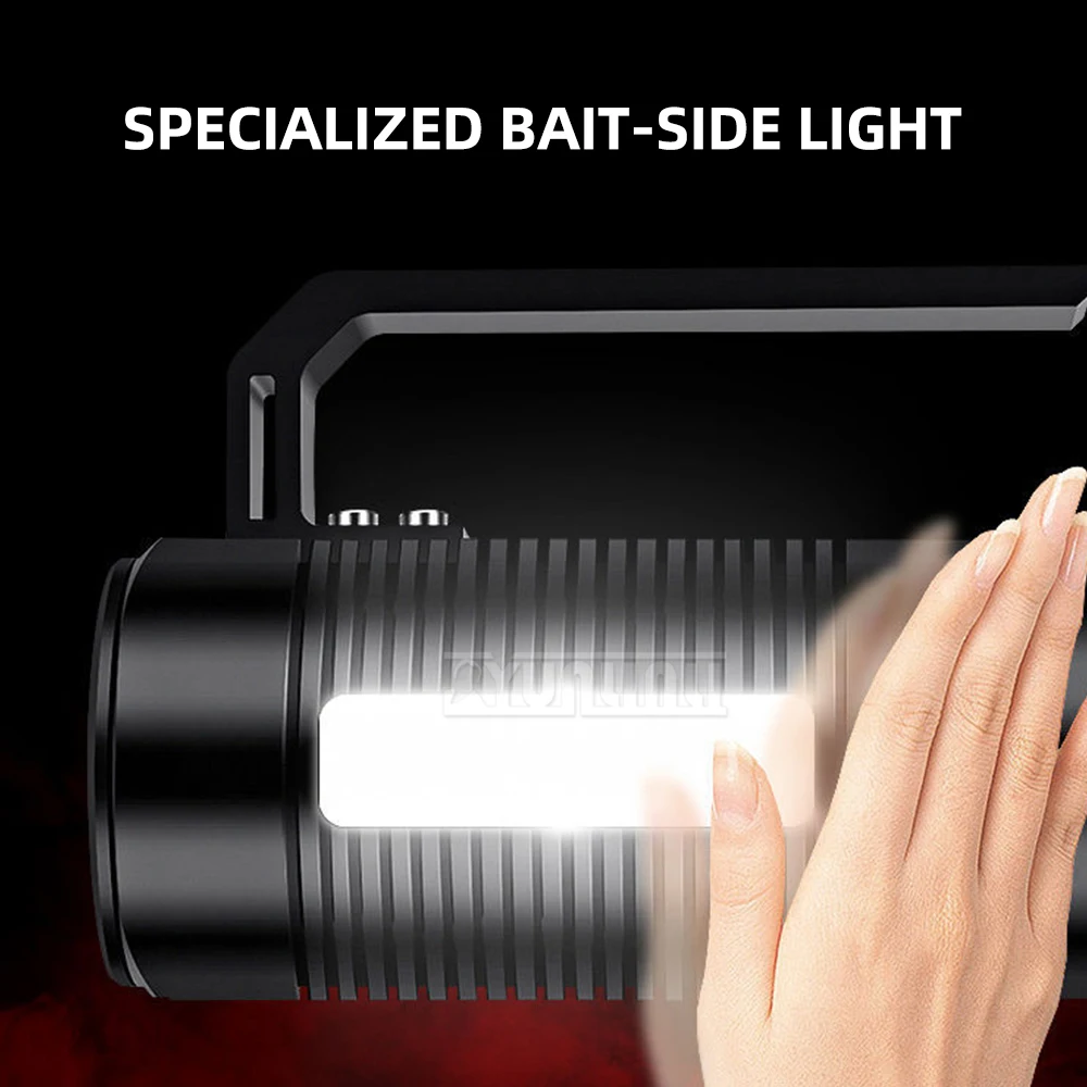 Ultra Bright Strong Light, White Yellow Purple Blue Light, High Power Waterproof Long Lasting Night Fishing Flashlight