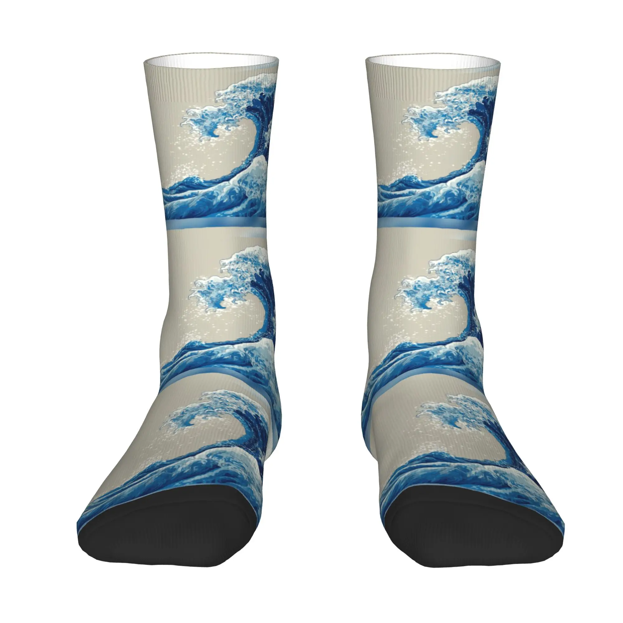 Custom The Great Wave Off Kanagawa Dress Socks for Men Women Warm Fashion Novelty  Crew Socks