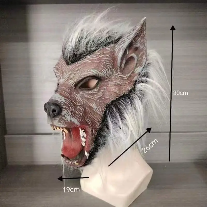Werwolf Maske Realistische Wölfe Cosplay Masken mit Haar Latex Wolf Anime Halloween Kostüm Karneval Party Maskerade Helm