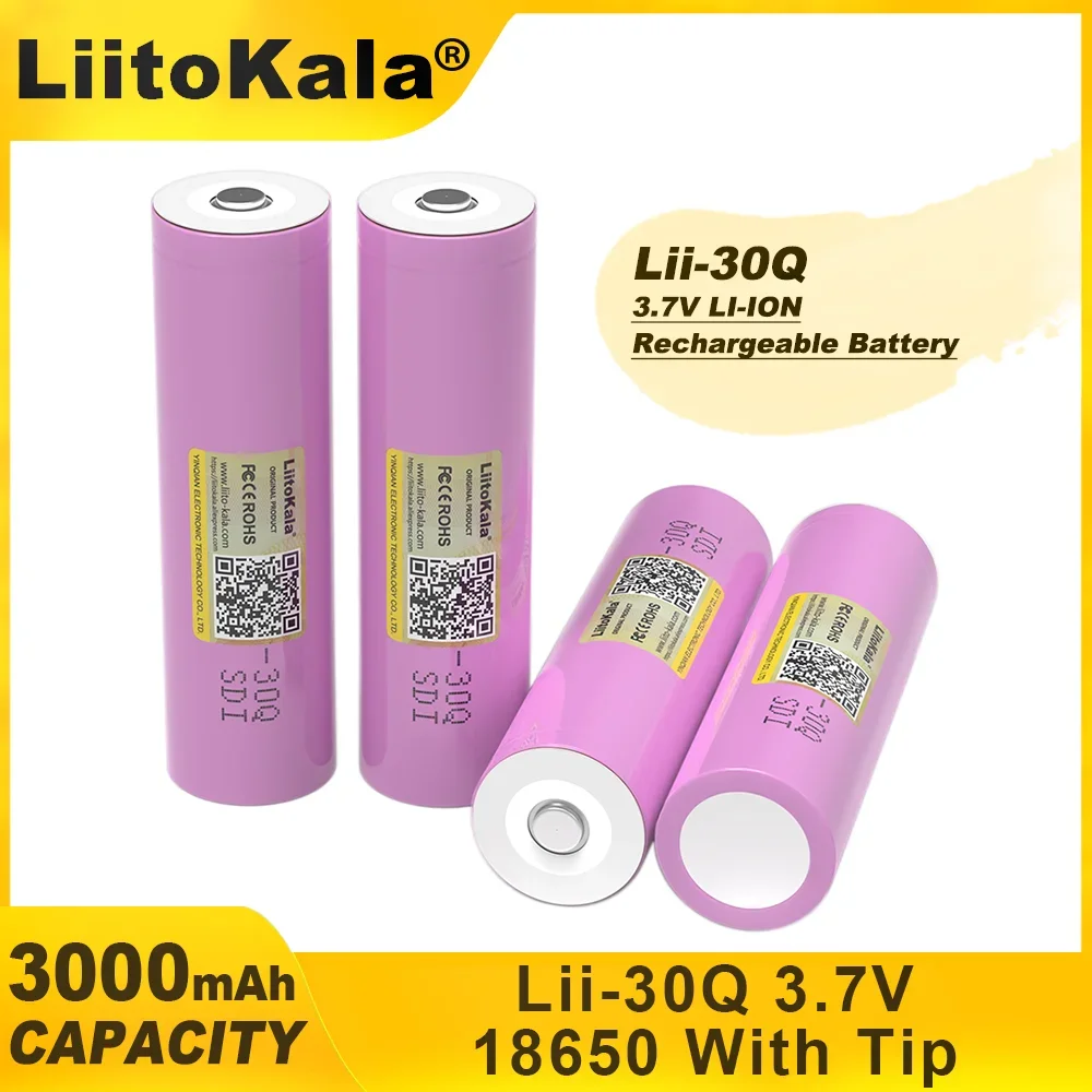 Liitokala 100% Original ICR18650 30Q With Tip 3000mAh Lithium Battery Powered Rechargeable Battery Electric Tools